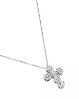 Diamond Cross Pendant Necklace in 14K White Gold