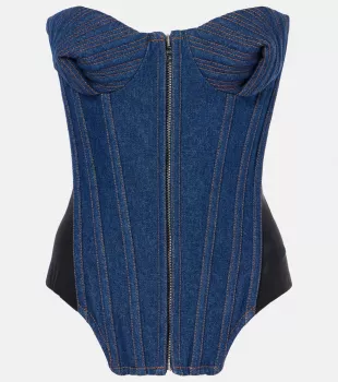 Paneled Denim Corset