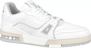 White & Clear Sole LV Trainer Sneakers
