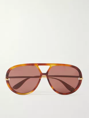 Drop oversized aviator-style tortoiseshell Sunglasses