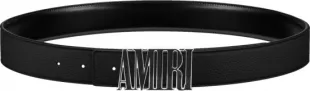 Black Leather & Silver Outlined Core Logo Belt
