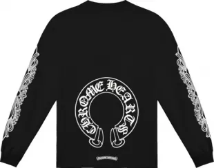 Black Horseshoe & Floral Long Sleeve T Shirt