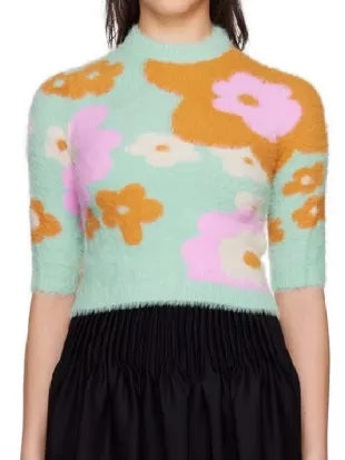 Brassic S07 Sugar Floral Short Sleeve Knit Sweater