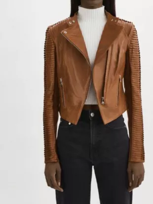 Beyond The Gates 2025 Ashley Morgan Brown Leather Jacket