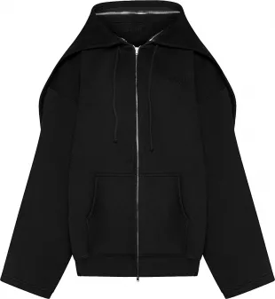 Black Head Panel Zip Privacy Hoodie