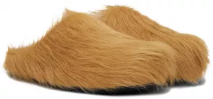 Beige Fur Fussbett Sabot Loafers