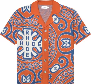 Orange & Blue Mosaic Knit Polo