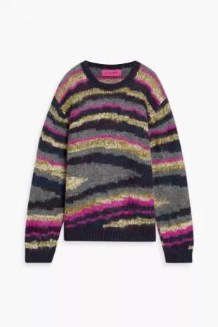 Oil Slick Striped Jacquard-knit Alpaca-blend Sweater