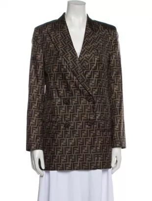 Silk Plaid Print Blazer