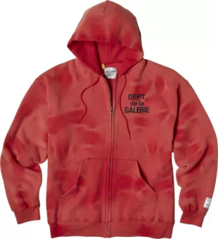 Red Faded French Logo Zip Hoodie