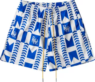 White & Blue Chevron Swim Shorts