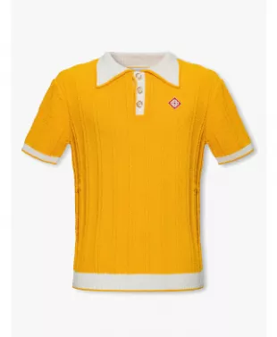 Yellow & White Trim Knit Polo