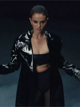 Selena Gomez In The Dark Black Coat