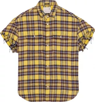 Yellow Cut Off Flannel Shirt