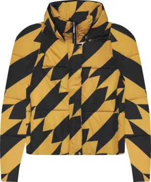 Yellow & Black Chevron Puffer Jacket