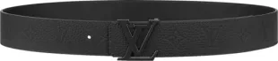 Black Monogram Leather LV Initiales Belt