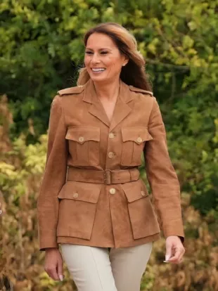 Melania Trump Brown Suede Belted Jacket