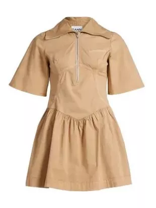 Washed Stretch-Cotton Mini-Shirtdress