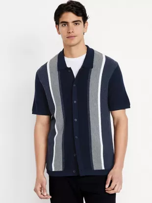 Button-Down Striped Polo