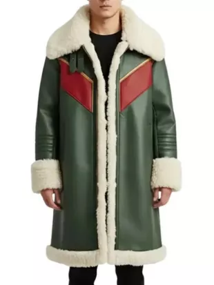 Christmas Shearling Green Long Coat
