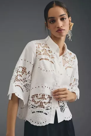 Cutwork Buttondown Blouse