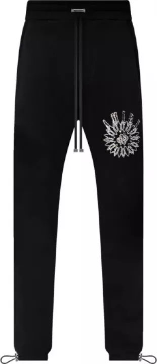 Black Crystal Stick Poke Sweatpants
