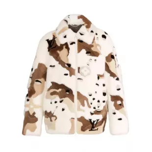White & Brown Camo Mink Jacket