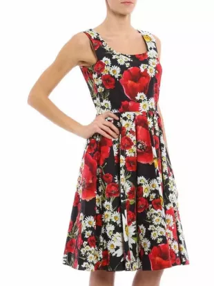 Floral Print Cotton Poplin Dress