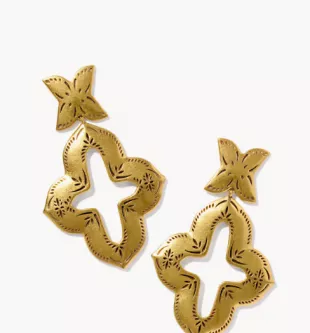Keziah Etch Vintage Gold Statement Earrings