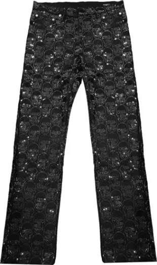 x Damien Hirst x Andy Warhol Black Allover Crystal Skull Jeans