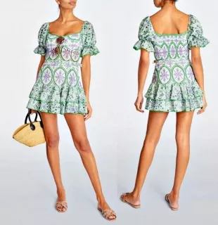 Jean Broderie Anglaise Cotton-Blend Mini Dress