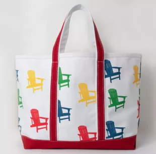 White Lawn Chair Printed Canvas Tote Bag.