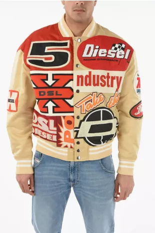 Beige & Red BULC Bomber Jacket