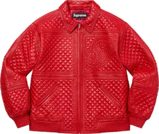 Red Quilted Leather Jacket