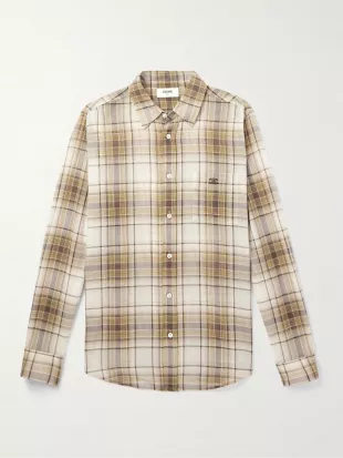 Logo-Embroidered Checked Cotton Shirt