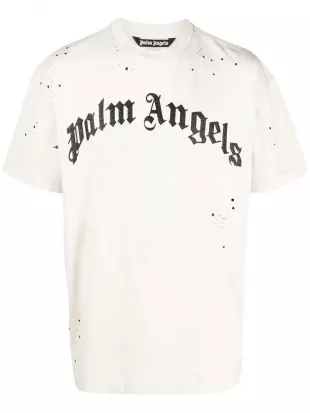 White Distressed Glitter Logo T Shirt