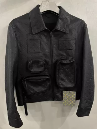 Black Monogram Leather Utility Jacket