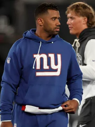 Russell Wilson New York Giants Blue Hoodie