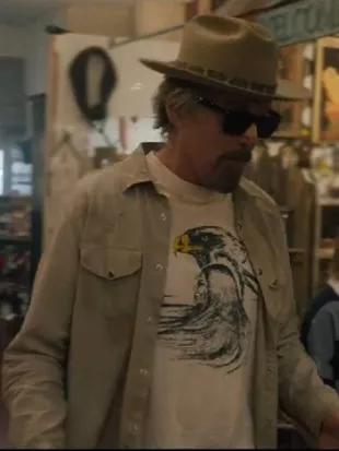 Ethan Hawke The Lowdown 2025 Eagle Print T-Shirt