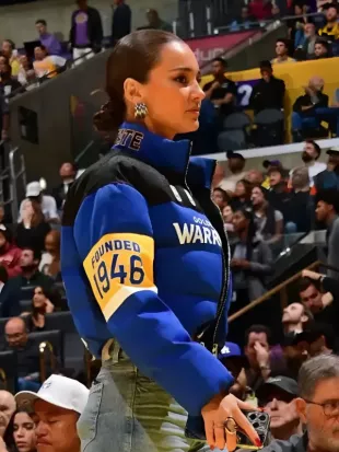 Kristin Juszczyk Warriors Vs Clippers Crop Puffer Jacket