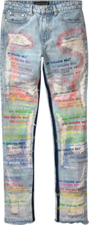 Blue & Rainbow ROYGBIV Scripture Jeans