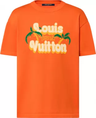 Orange LV Palm Tree Logo T Shirt