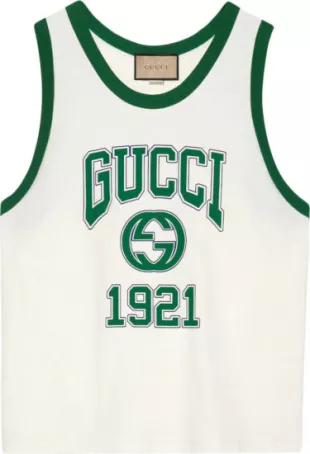 White & Green Gucci 1921 Tank Top