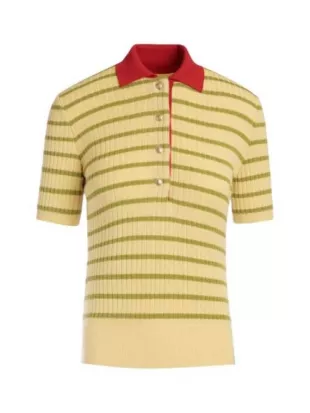 Nobody Wants This S02 Kristen Bell Yellow Striped Polo Top