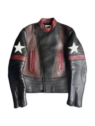The Voice S28 Kenny Iko Star Sleeves Leather Biker Jacket