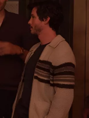 Only Murders In The Building S05 Logan Lerman Brown Striped Sweater