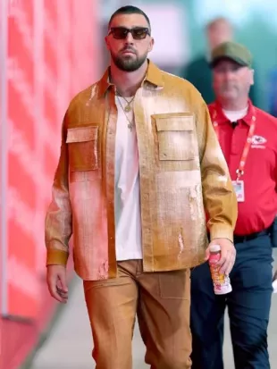 Commanders v Chiefs 2025 Travis Kelce Orange Denim Jacket