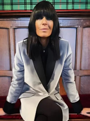 Celebrity Traitors Claudia Winkleman Blue Belted Blazer