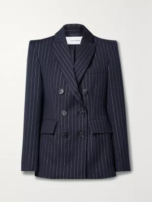Double-breasted Metallic pinstriped twill Blazer