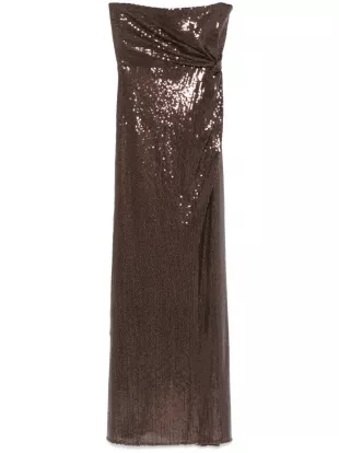 Twisted Sequined Strapless Gown